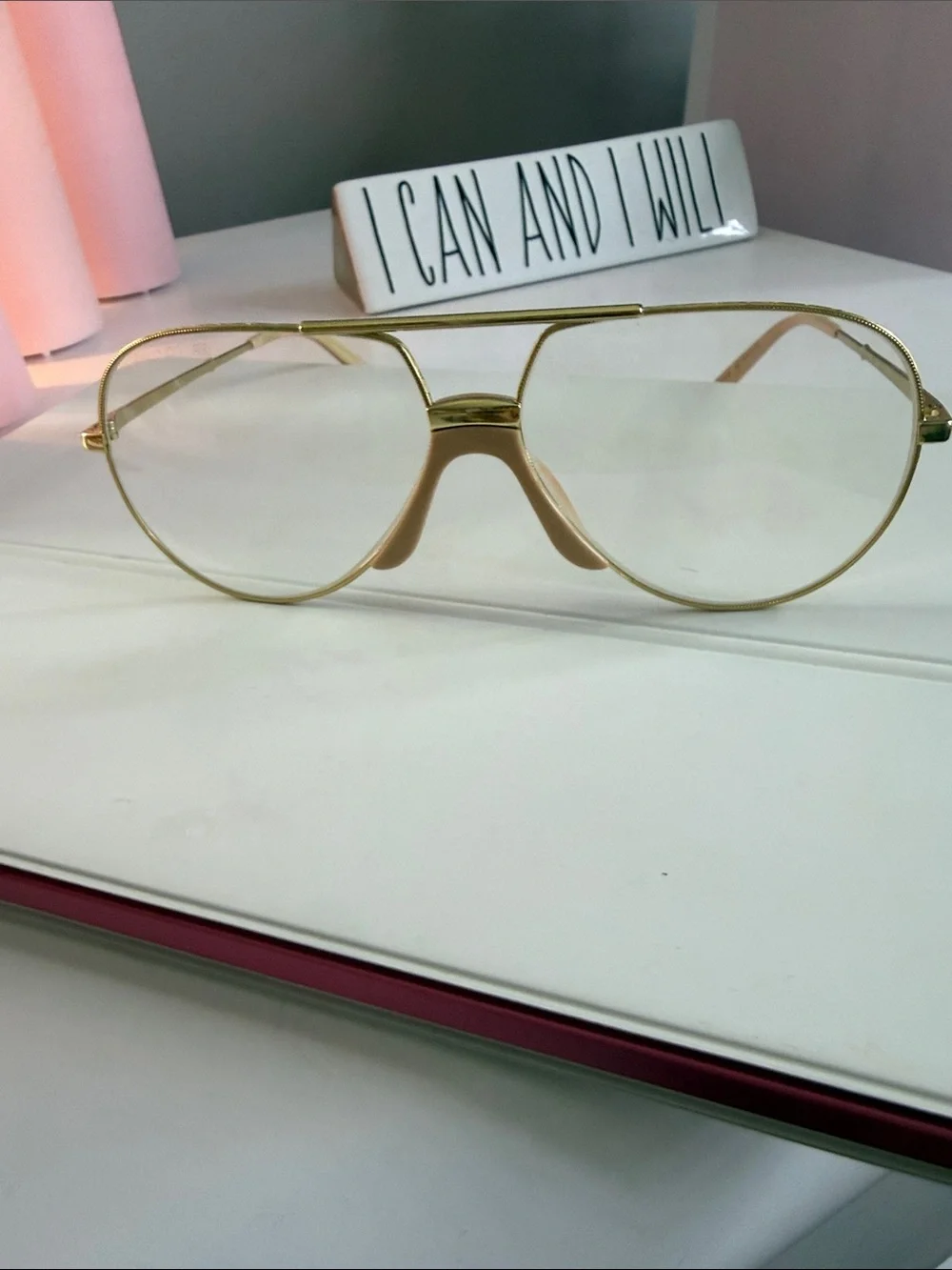 Gucci Gold Aviator Women's Sunglasses with Nude Accents